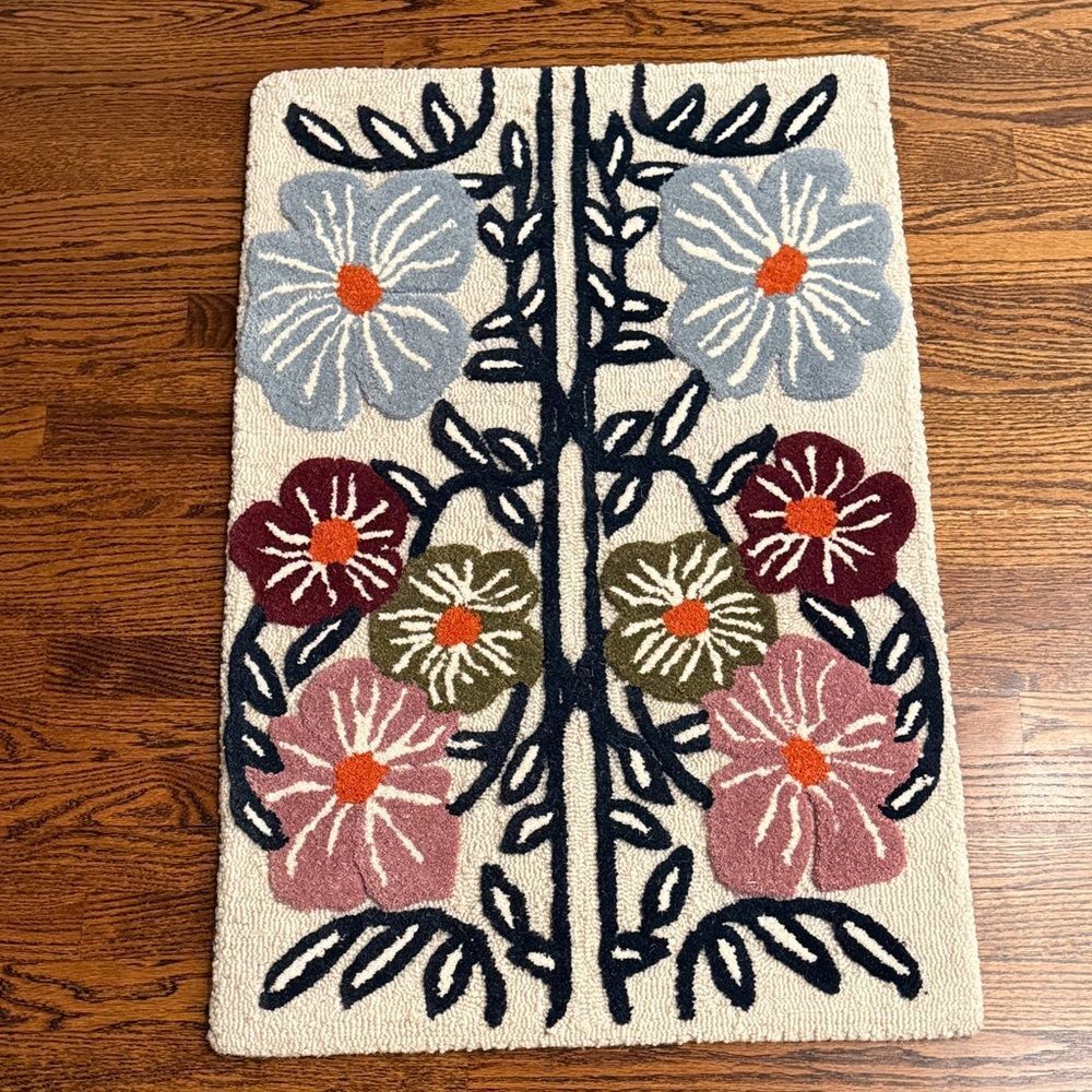 Anthropologie McKenzie Parrott Wool Tufted Bloom Rug - Picture 3 of 11